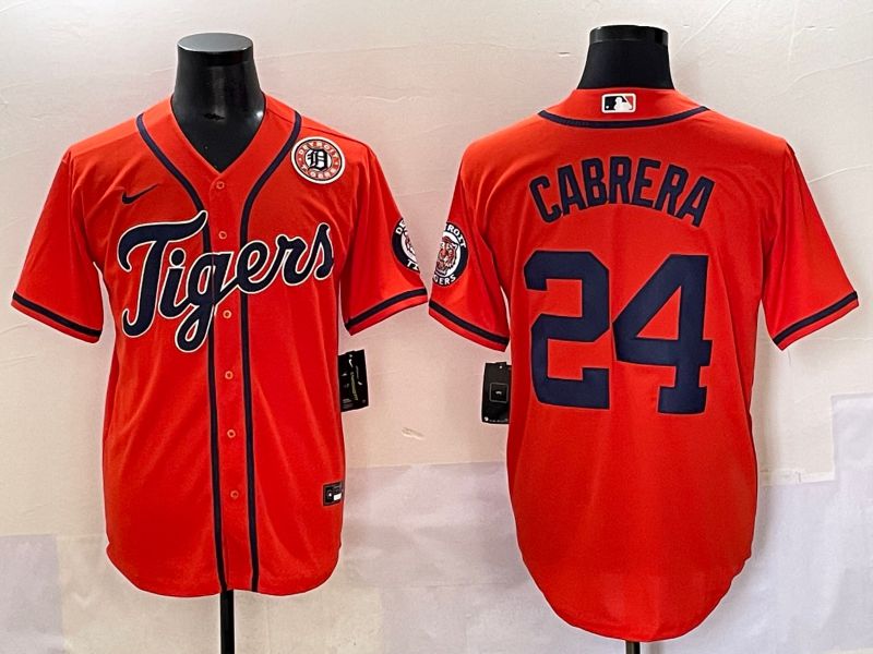 Men 2025 Detroit Tigers #24 Cabrera Orange Game Nike MLB Jersey style 5->detroit tigers->MLB Jersey